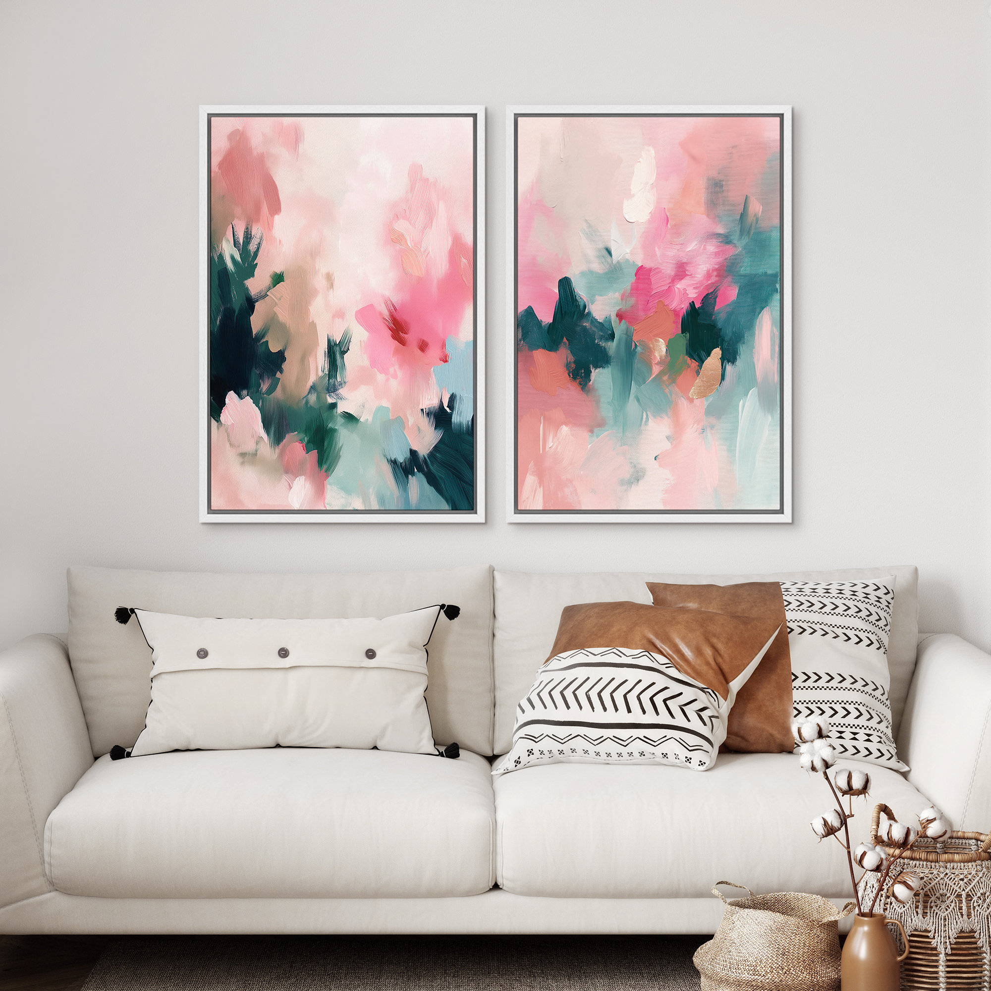 IDEA4WALL " Grunge Green Bright Abstract Modern Paint Strokes Cool